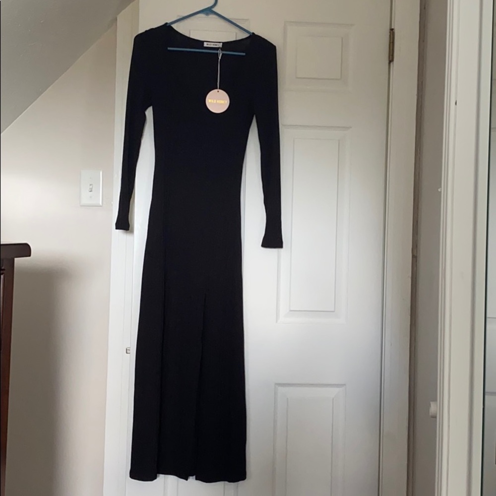 Black long sleeve maxi dress